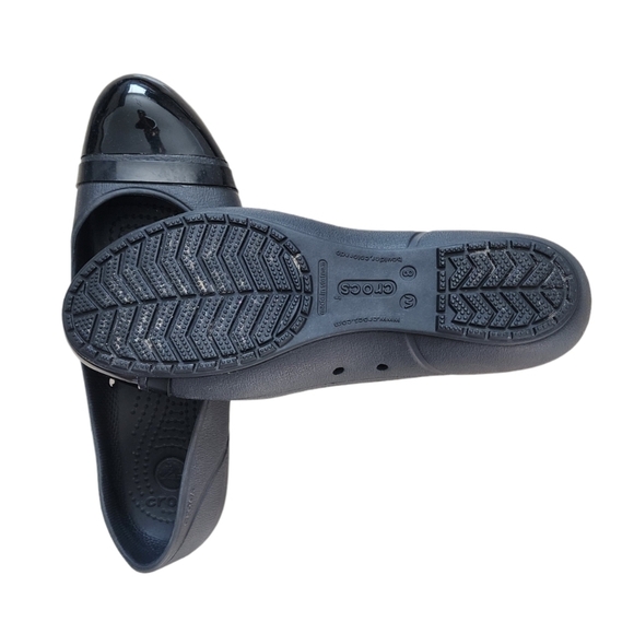 CROCS Womens Cap Toe Ballet Flats Black Comfort Slip On Lightweight Shoe Size 8. - Picture 7 of 8